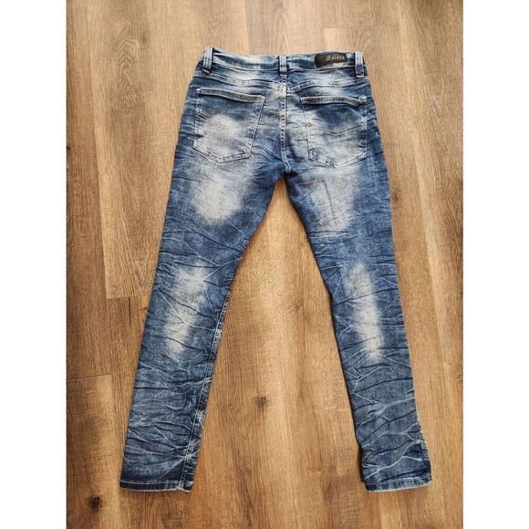 Buckle Black BKE 'Skinny Flex' men's 30x29.5* measured Acid wash whiskered dark - Picture 8 of 9